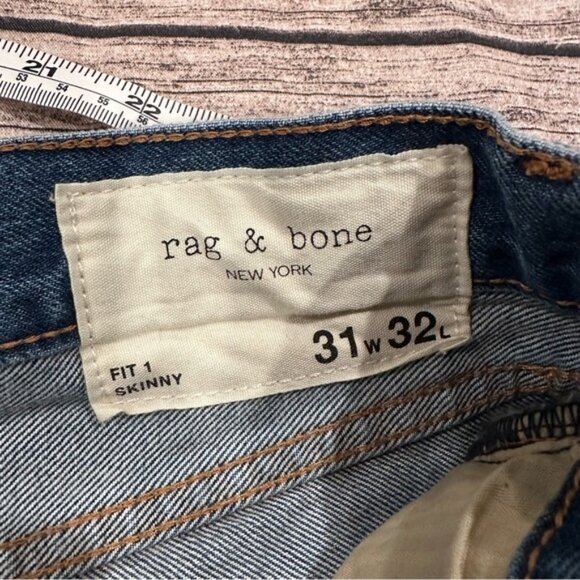 Rag and Bone Men’s Fit 1 Skinny Jeans Size 31/30 in Medium Wash - Picture 5 of 8